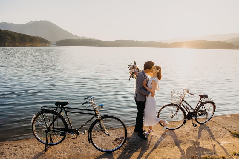 Romantic couple at sunset
